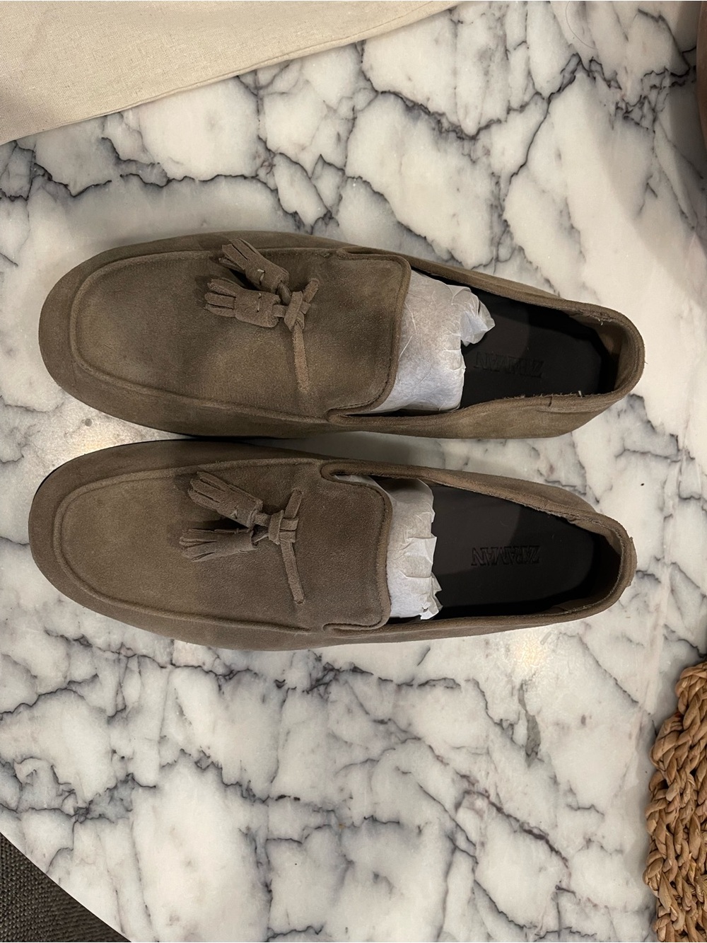 Zara Men's /youth shoes ,can be used for boy 6 Suede Tassel Loafers in Taupe